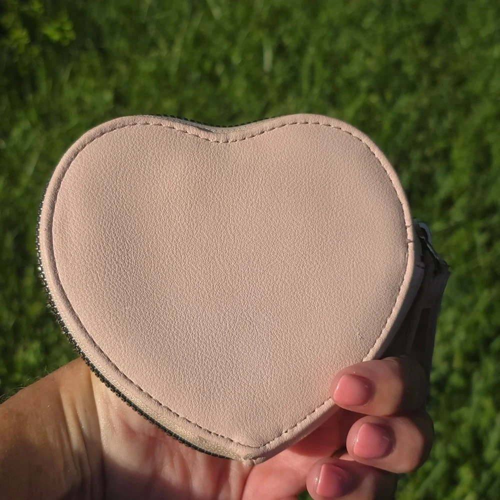Juicy Couture Heart Coin Purse Pink Rhinestone Faux Fur Y2K Wristlet Pouch